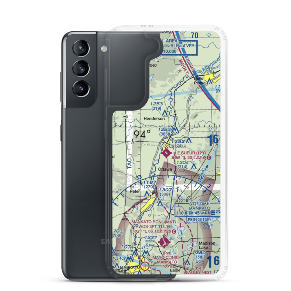 Le Sueur Municipal Airport (12Y) VFR Sectional Samsung Case Samsung Galaxy S21 model shown