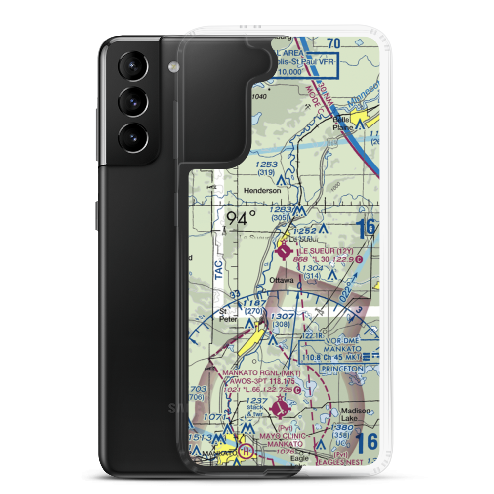 Le Sueur Municipal Airport (12Y) VFR Sectional Samsung Case Samsung Galaxy S21 Plus model shown