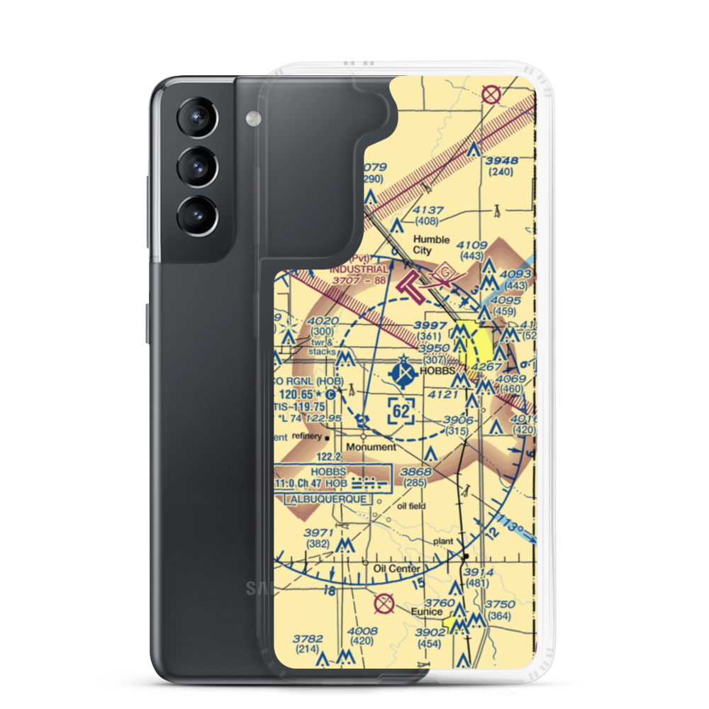 Lea County Regional Airport (HOB) VFR Sectional Samsung Case Samsung Galaxy S21 model shown