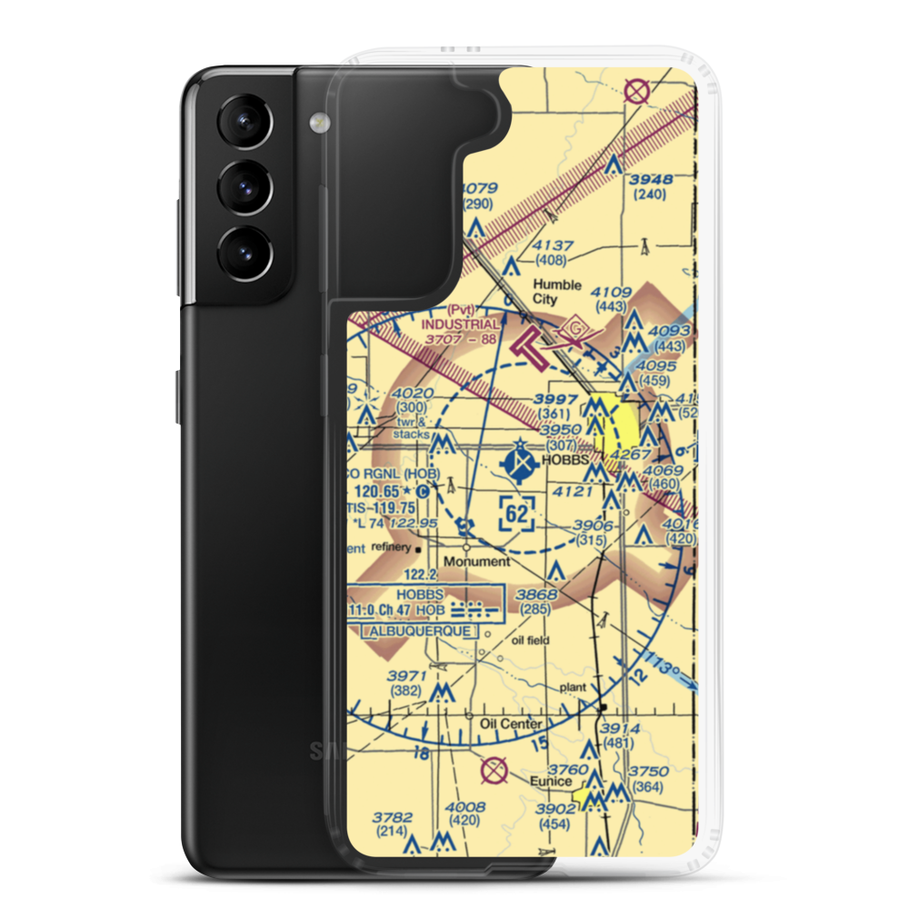 Lea County Regional Airport (HOB) VFR Sectional Samsung Case Samsung Galaxy S21 Plus model shown