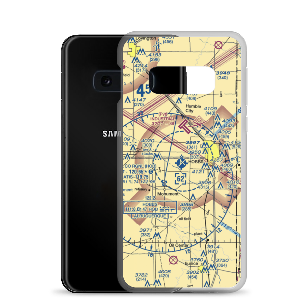 Lea County Regional Airport (HOB) VFR Sectional Samsung Case Samsung Galaxy S10e model shown