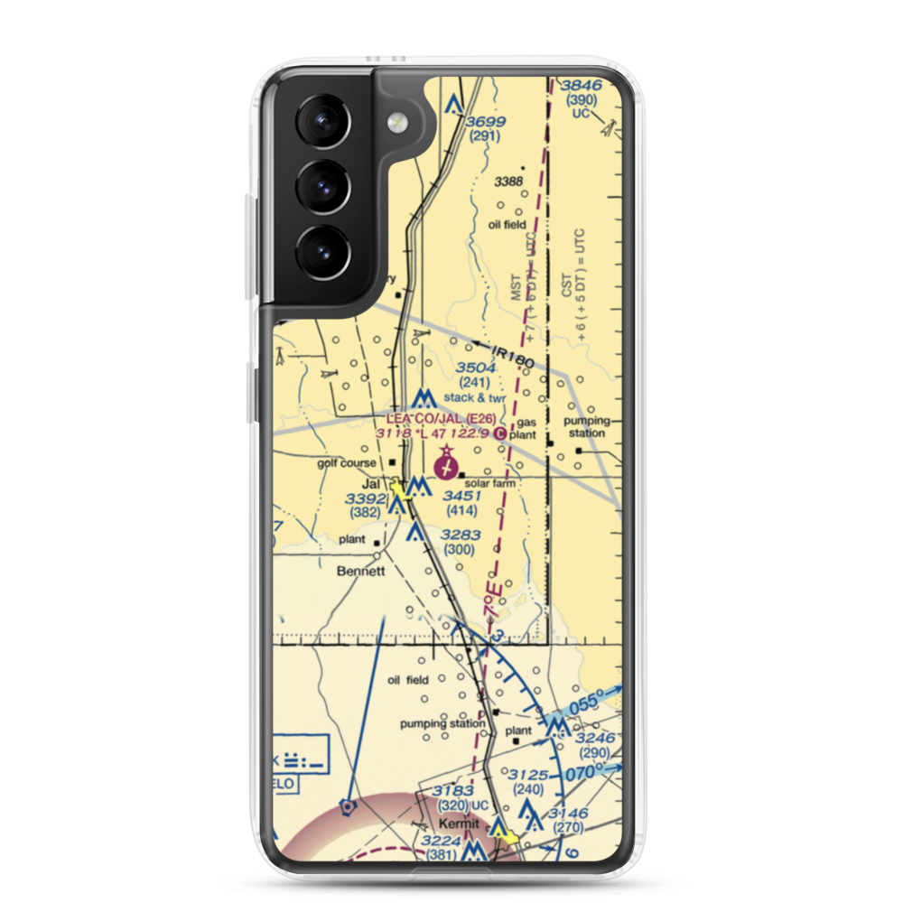 Lea County-Jal Airport (E26) VFR Sectional Samsung Case Samsung Galaxy S21 Plus model shown