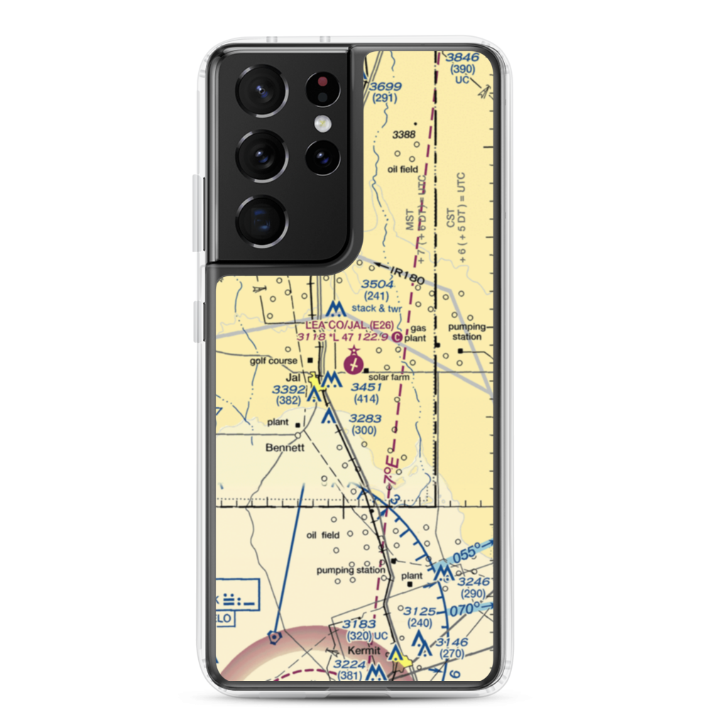 Lea County-Jal Airport (E26) VFR Sectional Samsung Case Samsung Galaxy S21 Ultra model shown