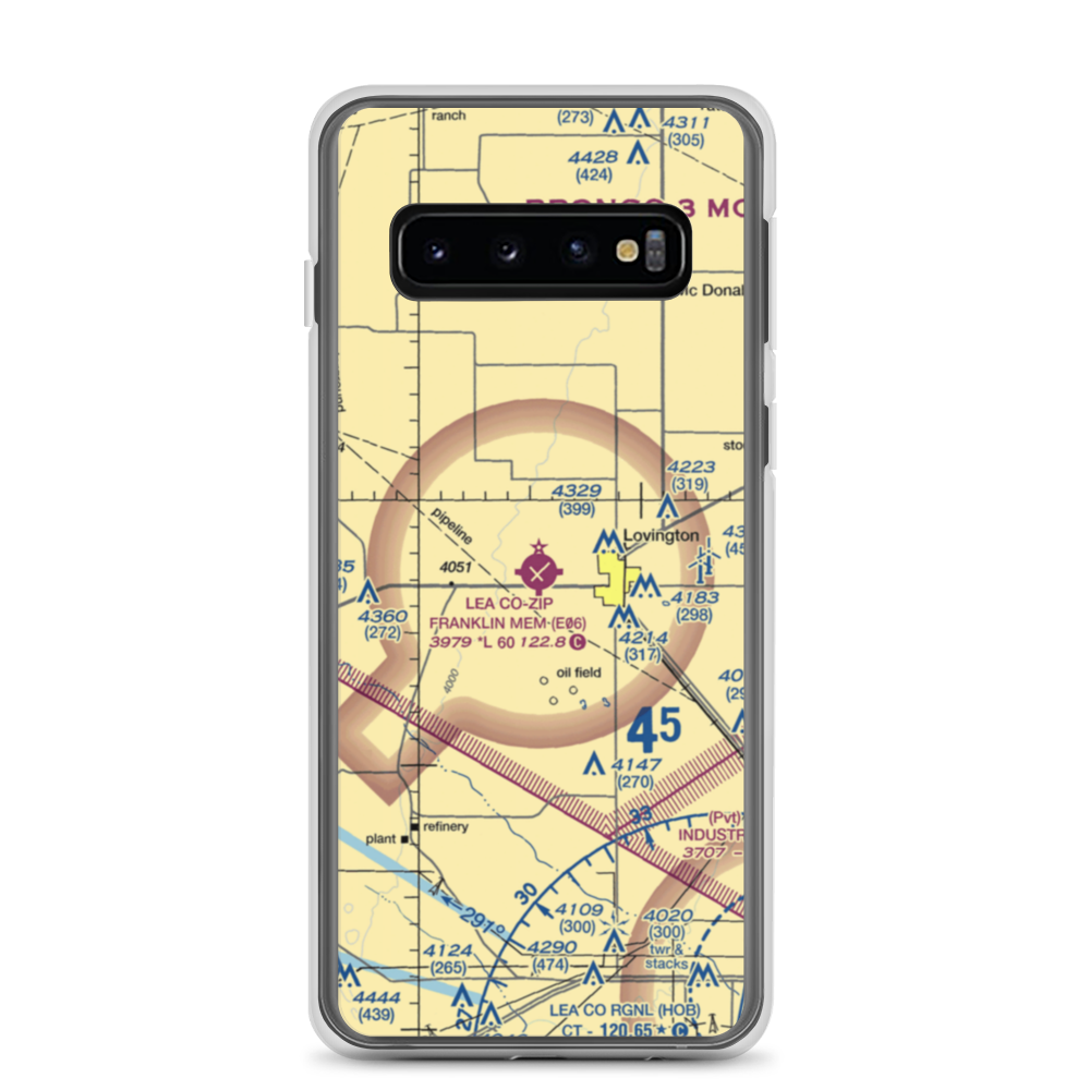 Lea County-Zip Franklin Memorial Airport (E06) VFR Sectional Samsung Case Samsung Galaxy S10 model shown