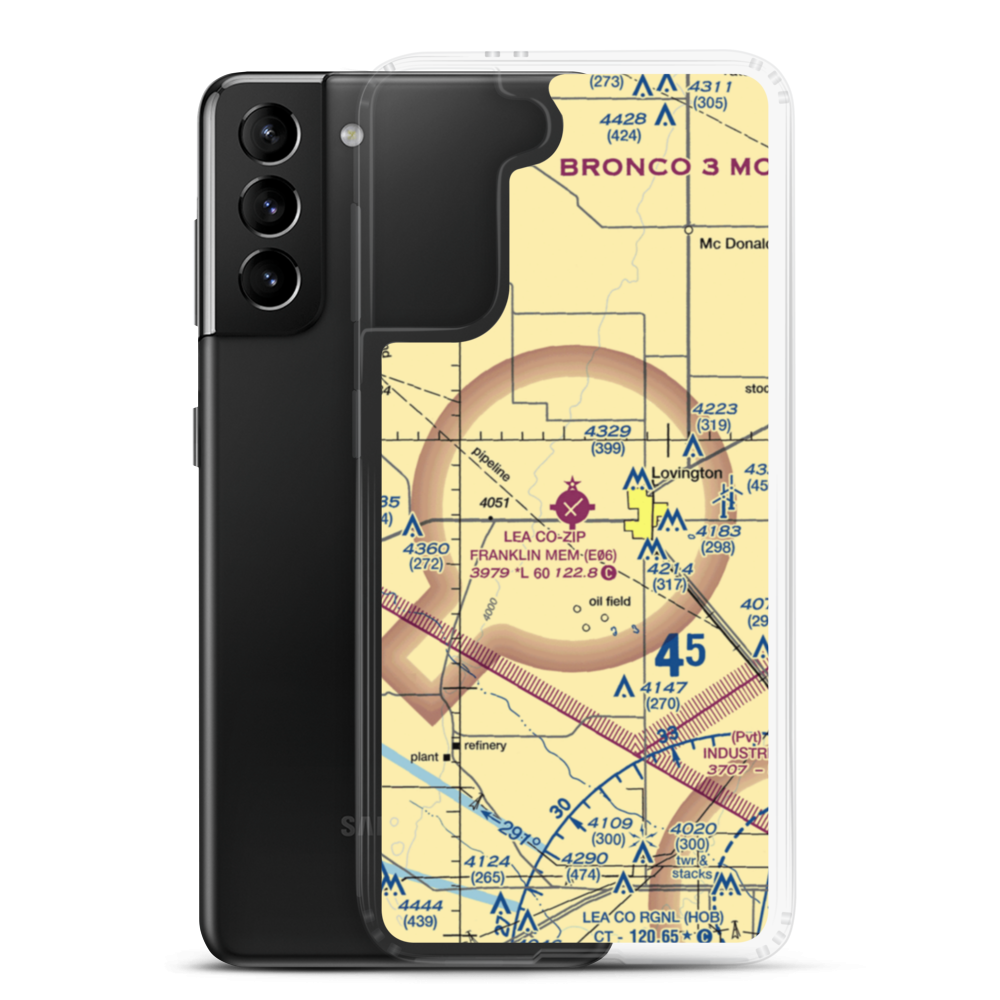 Lea County-Zip Franklin Memorial Airport (E06) VFR Sectional Samsung Case Samsung Galaxy S21 Plus model shown