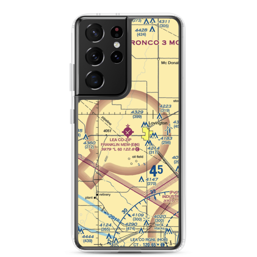 Lea County-Zip Franklin Memorial Airport (E06) VFR Sectional Samsung Case Samsung Galaxy S21 Ultra model shown