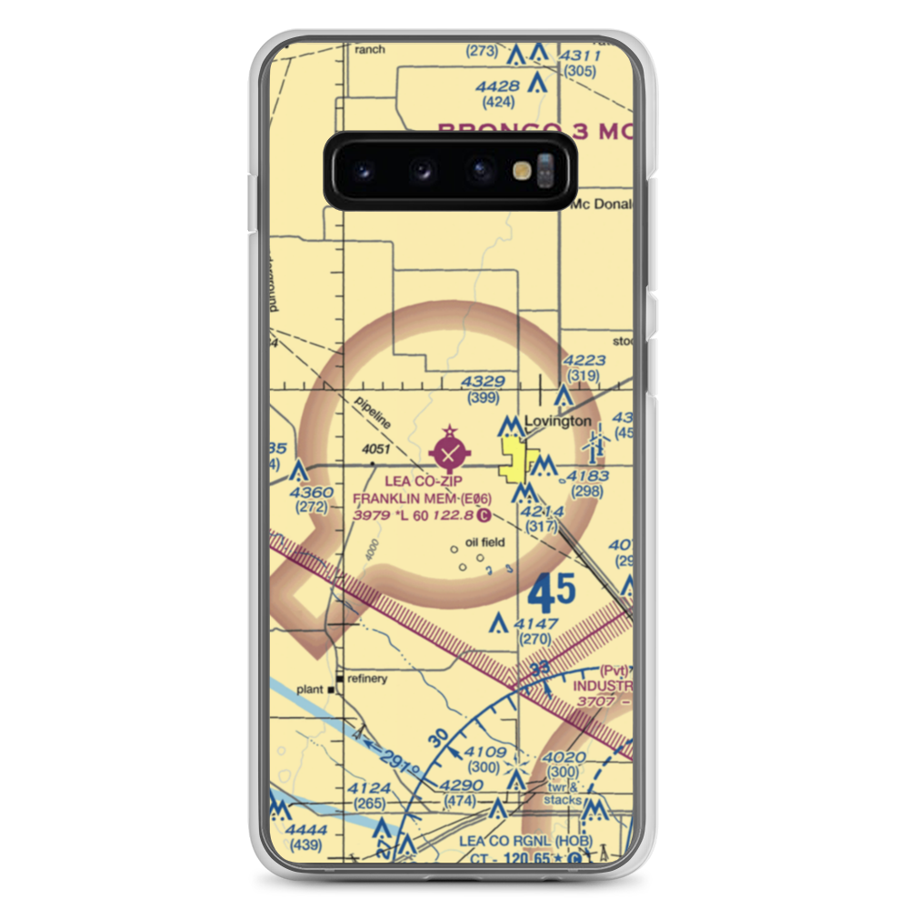 Lea County-Zip Franklin Memorial Airport (E06) VFR Sectional Samsung Case Samsung Galaxy S10+ model shown