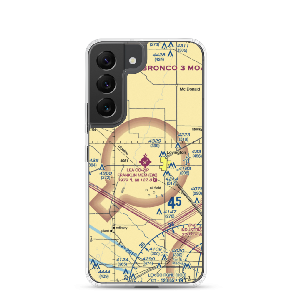 Lea County-Zip Franklin Memorial Airport (E06) VFR Sectional Samsung Case Samsung Galaxy S22 model shown