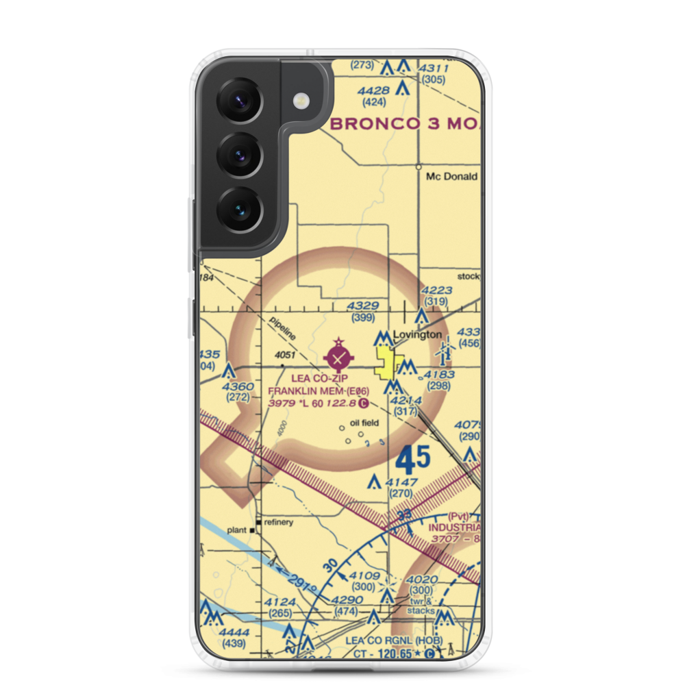 Lea County-Zip Franklin Memorial Airport (E06) VFR Sectional Samsung Case Samsung Galaxy S22 Plus model shown