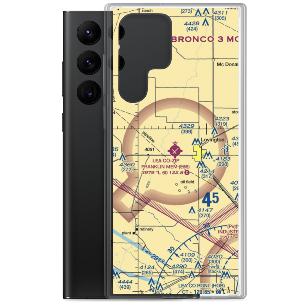 Lea County-Zip Franklin Memorial Airport (E06) VFR Sectional Samsung Case Samsung Galaxy S22 Ultra model shown