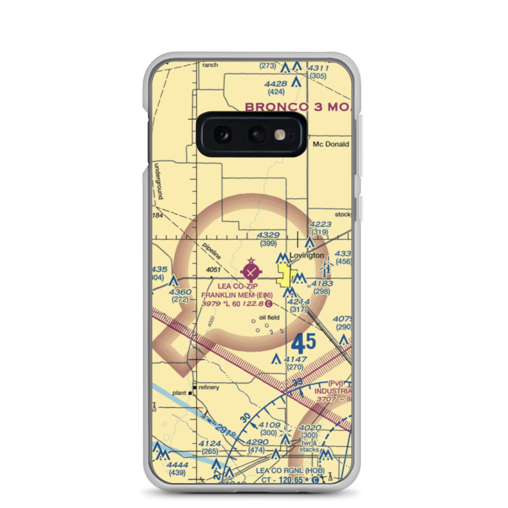 Lea County-Zip Franklin Memorial Airport (E06) VFR Sectional Samsung Case Samsung Galaxy S10e model shown