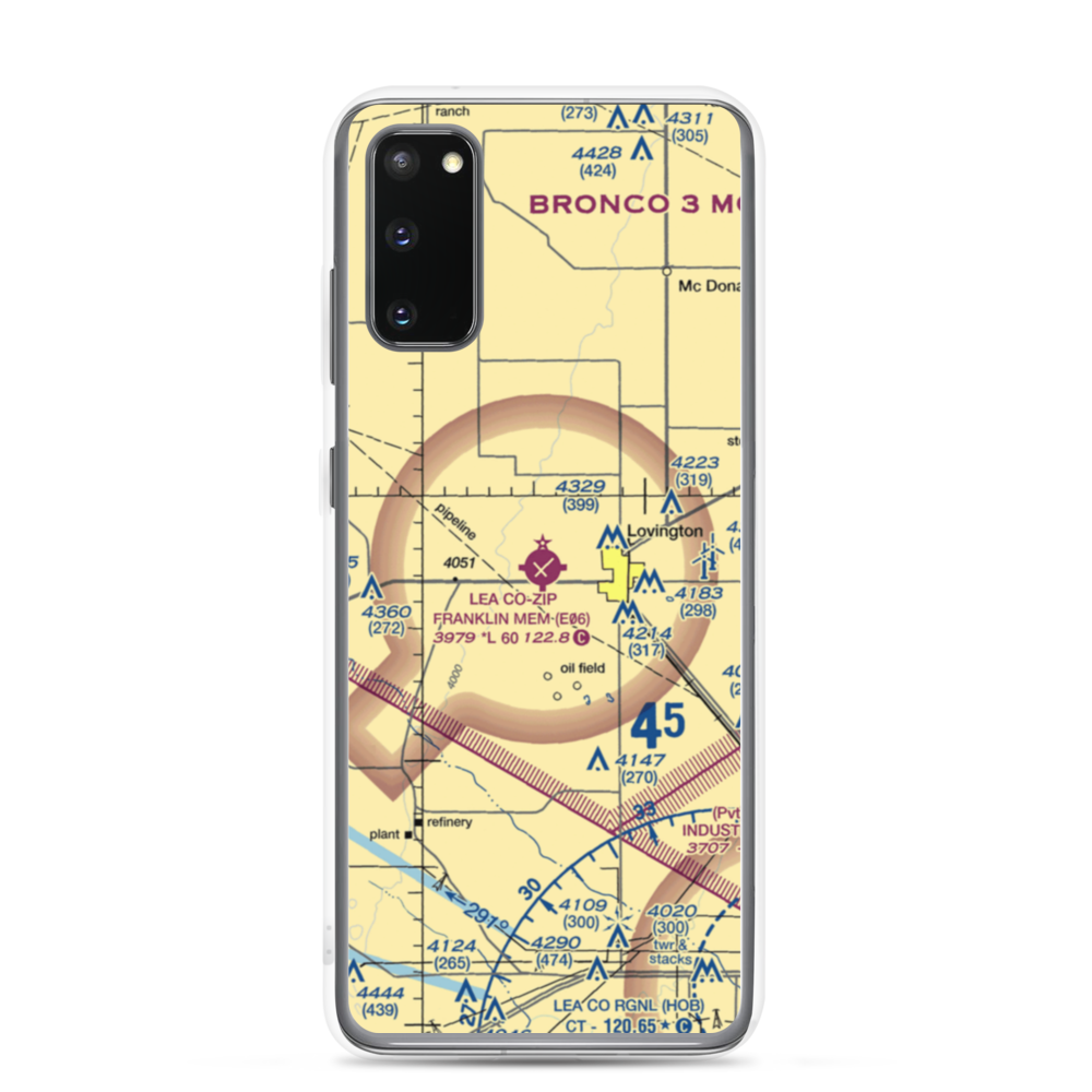 Lea County-Zip Franklin Memorial Airport (E06) VFR Sectional Samsung Case Samsung Galaxy S20 model shown