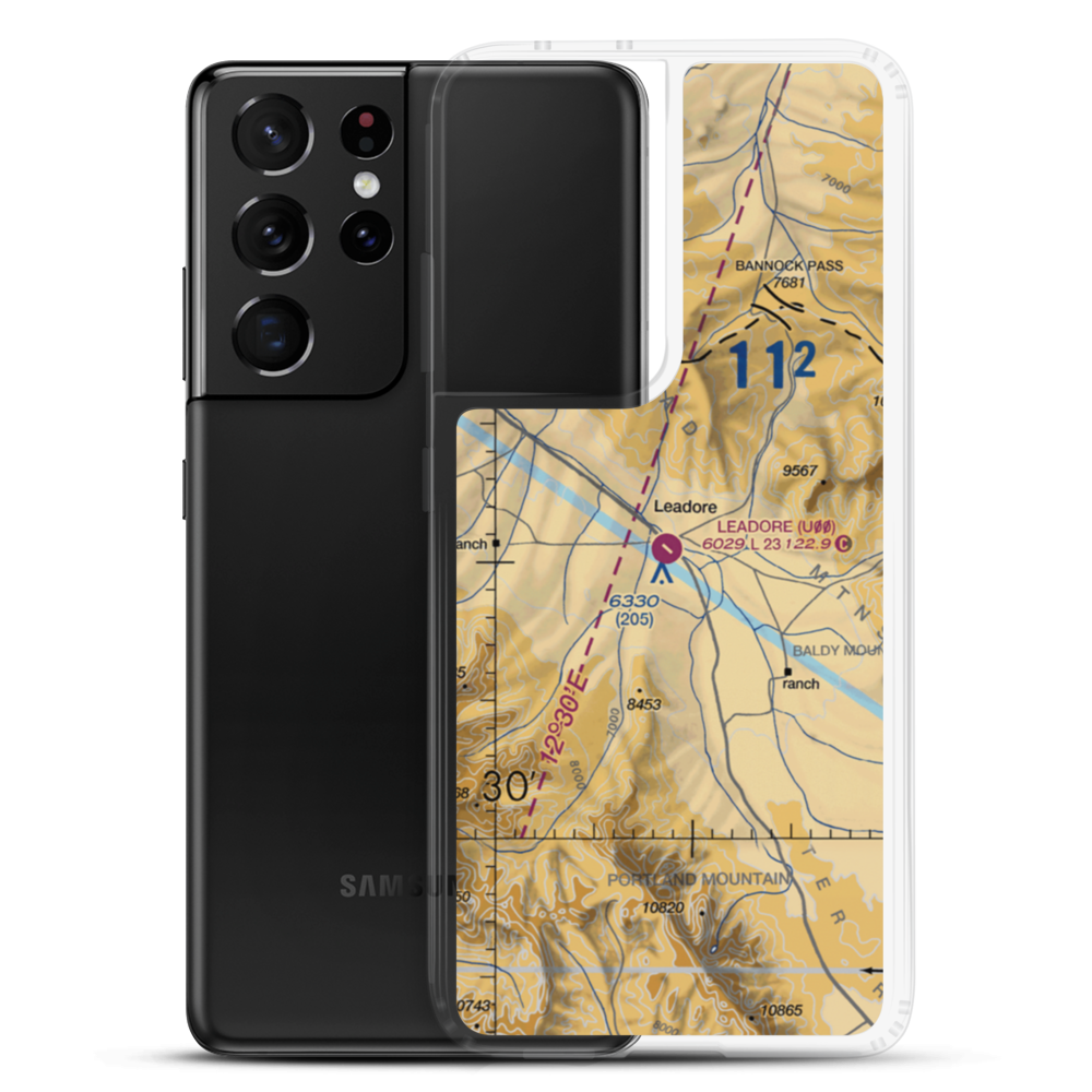 Leadore Airport (U00) VFR Sectional Samsung Case Samsung Galaxy S21 Ultra model shown