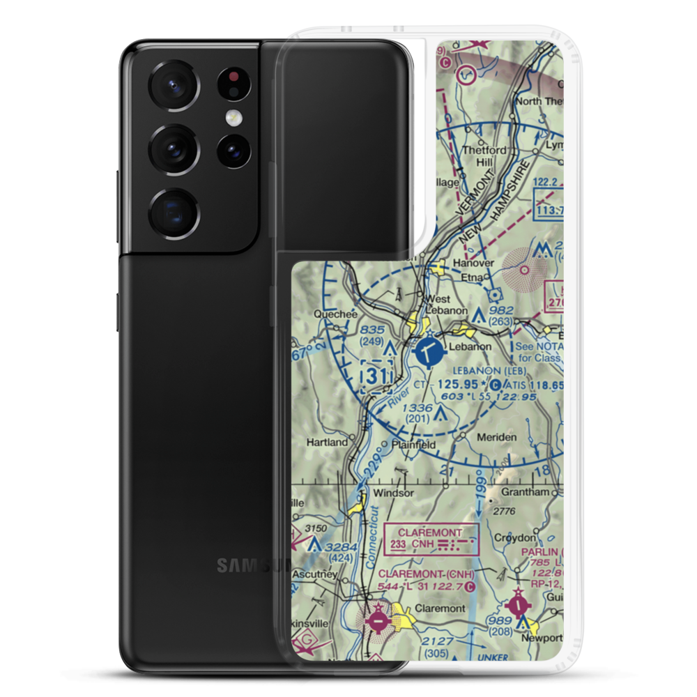 Lebanon Municipal Airport (LEB) VFR Sectional Samsung Case Samsung Galaxy S21 Ultra model shown