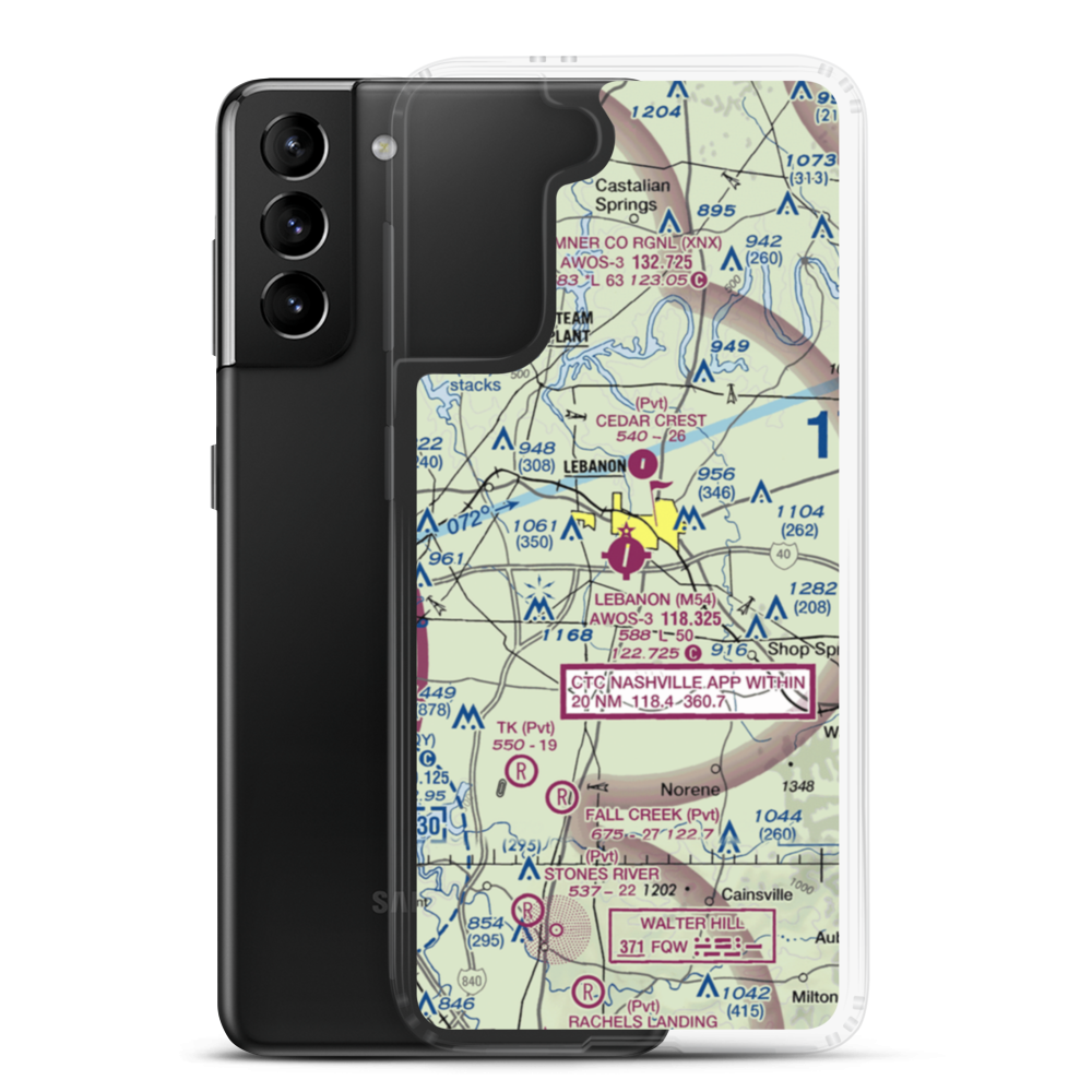 Lebanon Municipal Airport (M54) VFR Sectional Samsung Case Samsung Galaxy S21 Plus model shown
