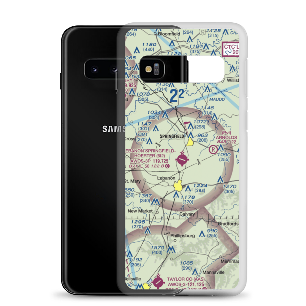 Lebanon Springfield Airport (6I2) VFR Sectional Samsung Case Samsung Galaxy S10 model shown