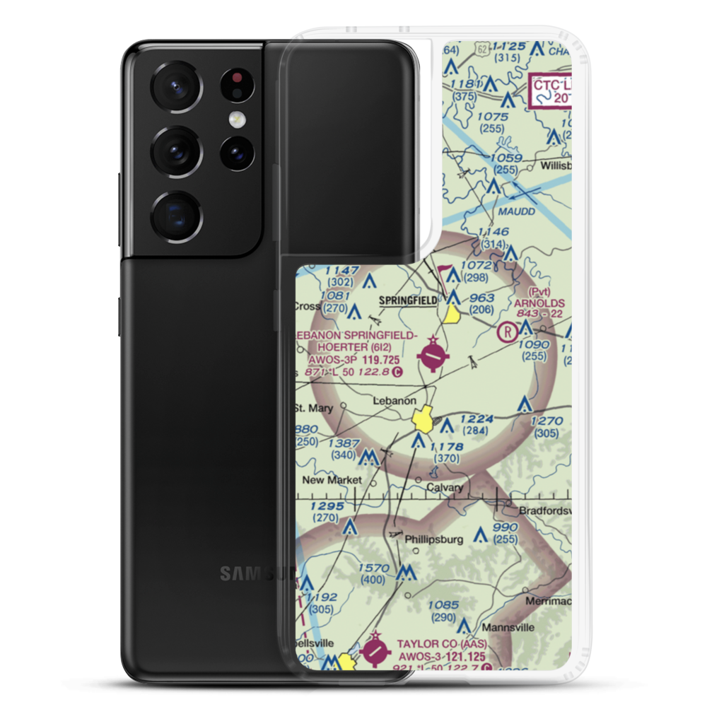 Lebanon Springfield Airport (6I2) VFR Sectional Samsung Case Samsung Galaxy S21 Ultra model shown