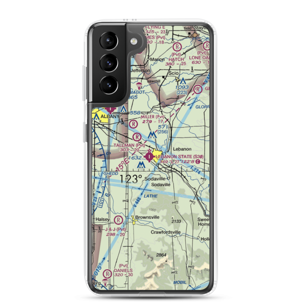 Lebanon State Airport (S30) VFR Sectional Samsung Case Samsung Galaxy S21 Plus model shown