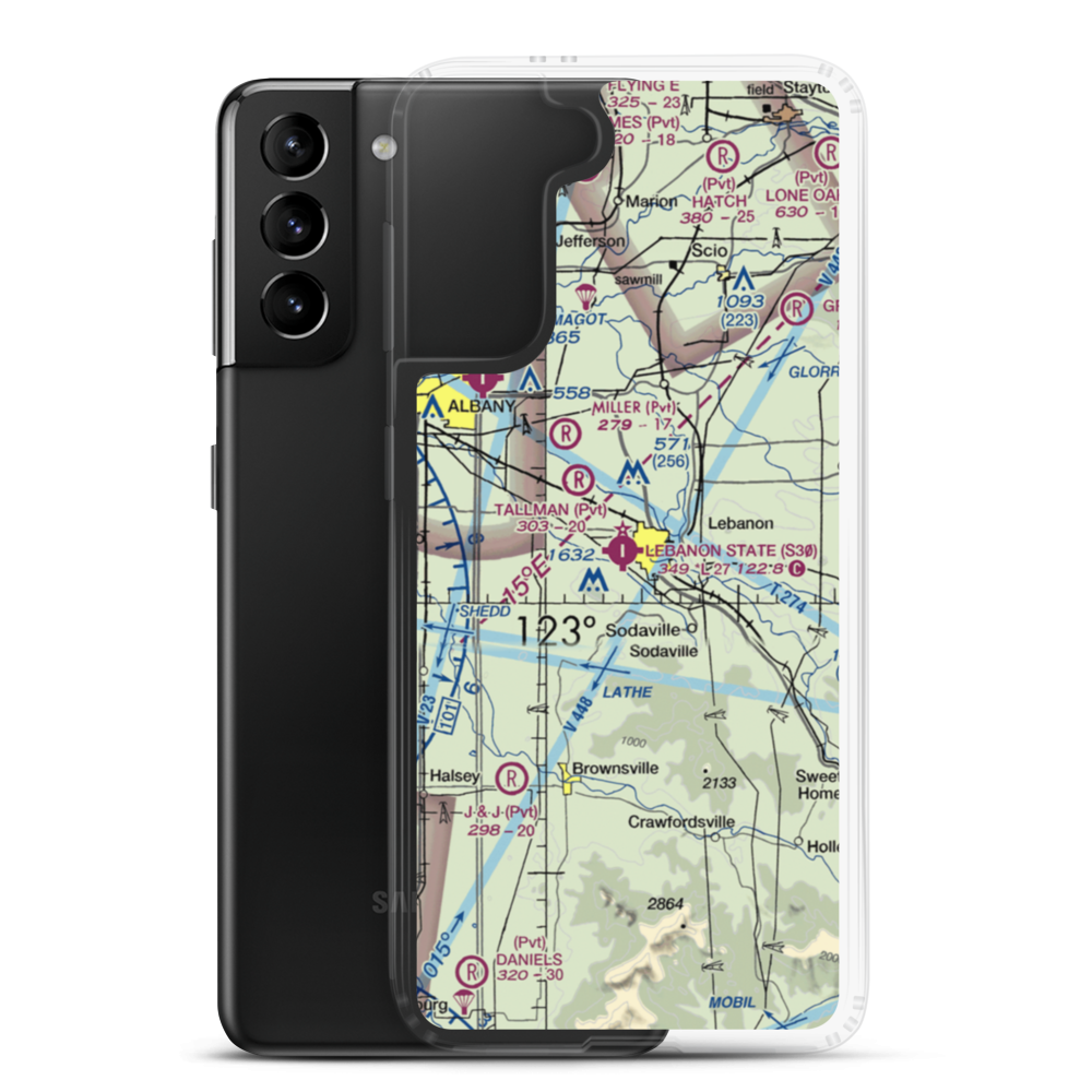 Lebanon State Airport (S30) VFR Sectional Samsung Case Samsung Galaxy S21 Plus model shown