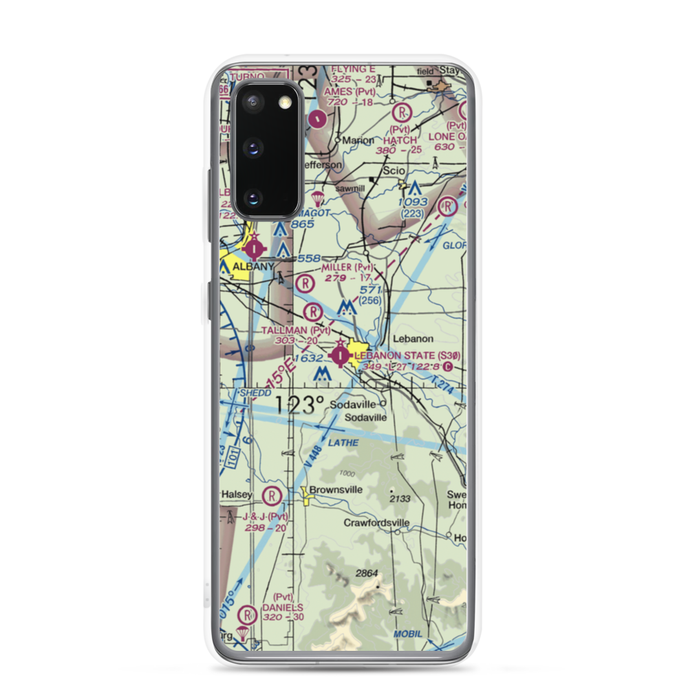 Lebanon State Airport (S30) VFR Sectional Samsung Case Samsung Galaxy S20 model shown