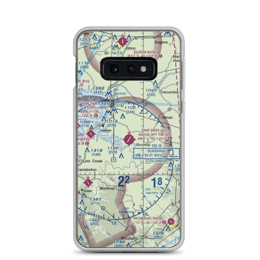 Lee C Fine Memorial Airport (AIZ) VFR Sectional Samsung Case Samsung Galaxy S10e model shown