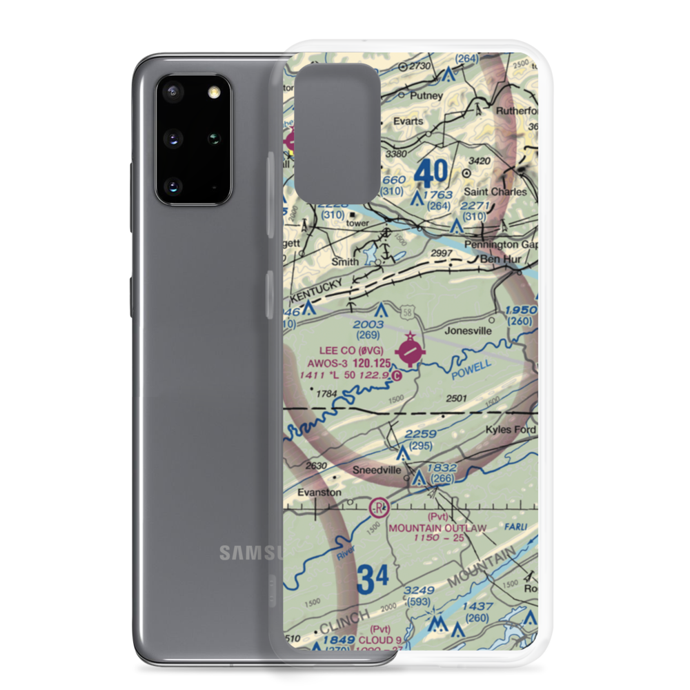 Lee County Airport (0VG) VFR Sectional Samsung Case Samsung Galaxy S20 Plus model shown