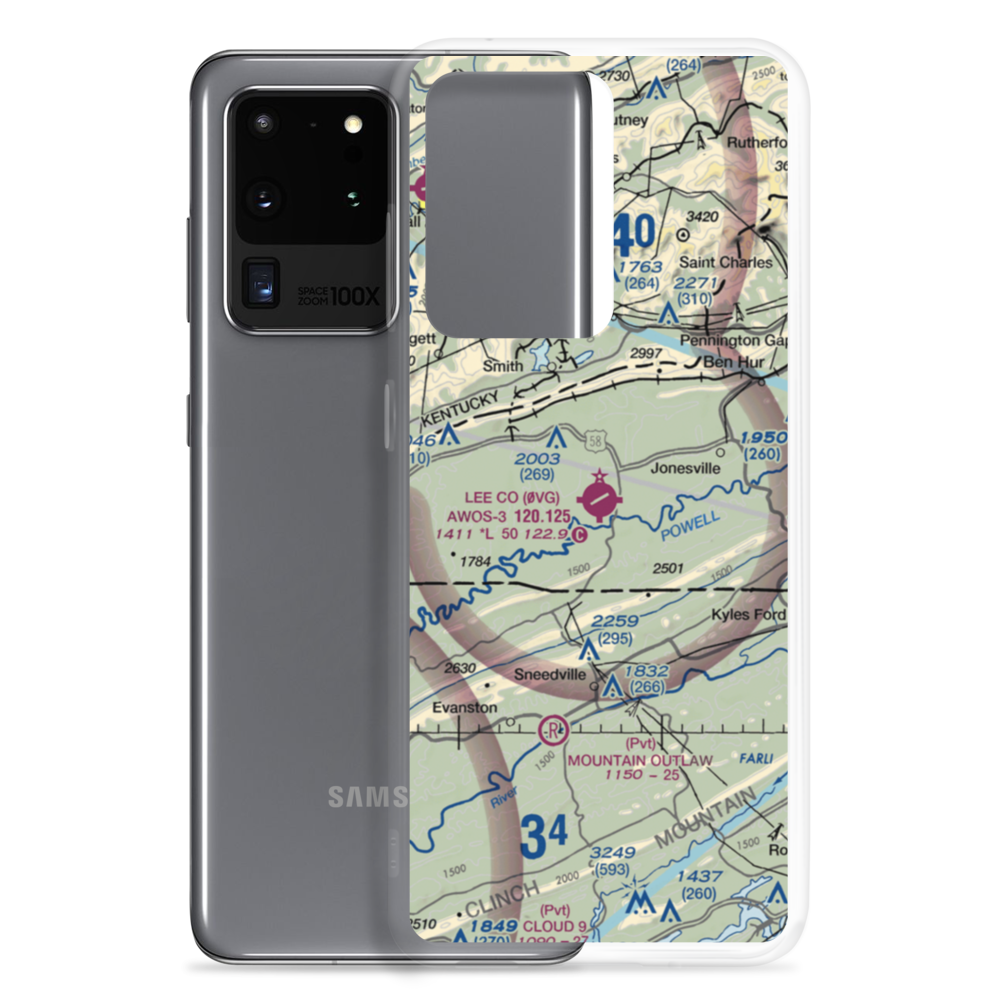 Lee County Airport (0VG) VFR Sectional Samsung Case Samsung Galaxy S20 Ultra model shown