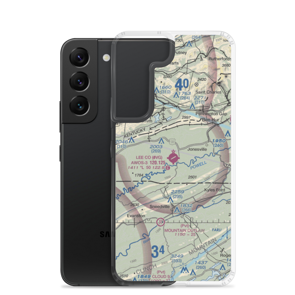 Lee County Airport (0VG) VFR Sectional Samsung Case Samsung Galaxy S22 model shown