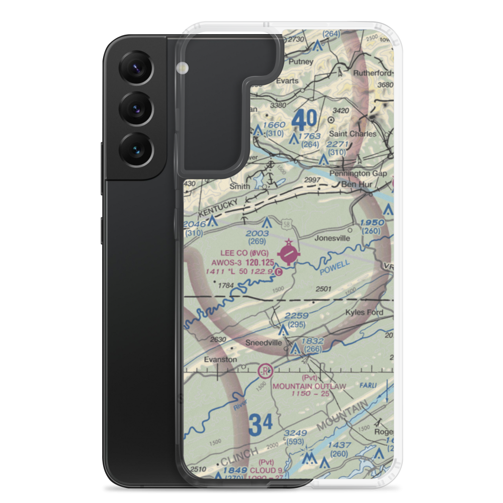 Lee County Airport (0VG) VFR Sectional Samsung Case Samsung Galaxy S22 Plus model shown