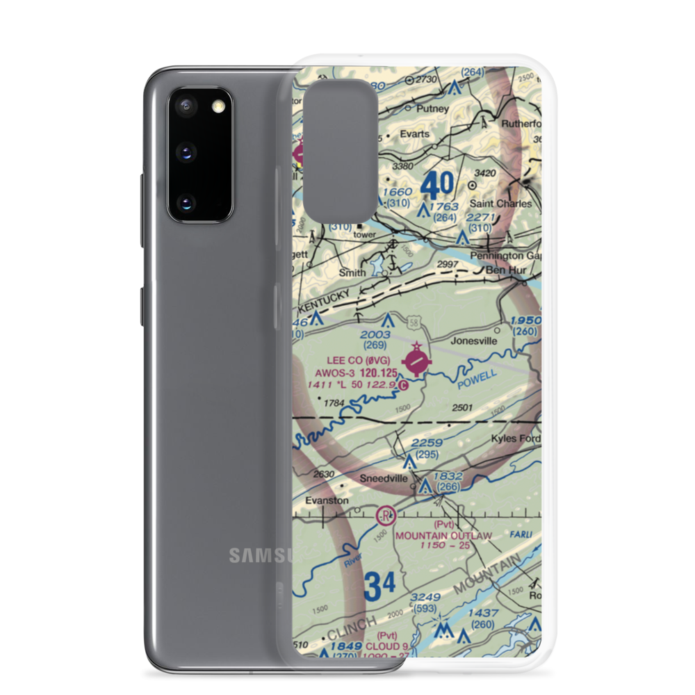 Lee County Airport (0VG) VFR Sectional Samsung Case Samsung Galaxy S20 model shown