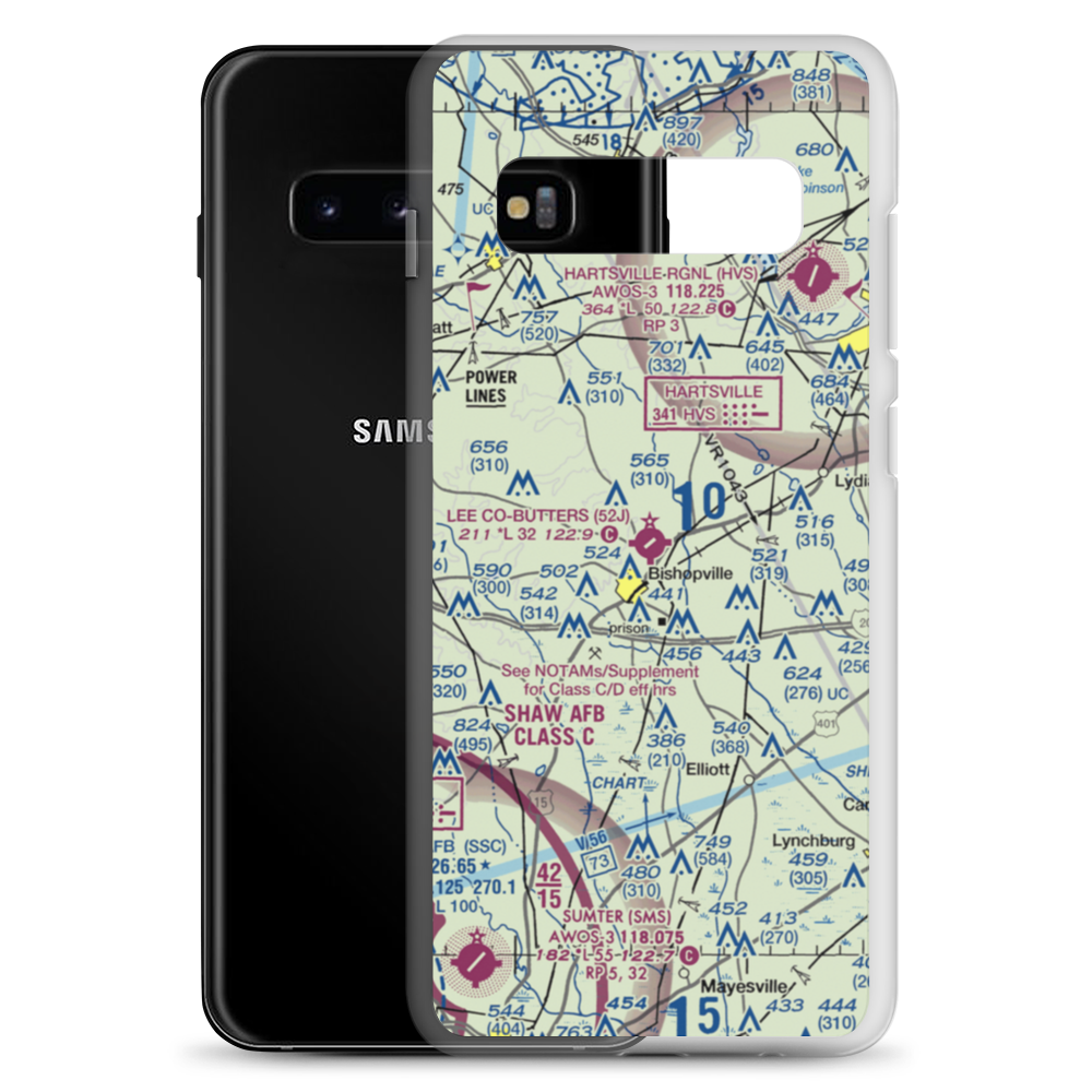 Lee County Butters Field (52J) VFR Sectional Samsung Case Samsung Galaxy S10+ model shown
