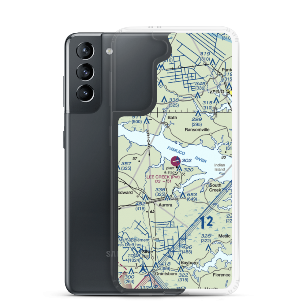 Lee Creek Airport (NC12) VFR Sectional Samsung Case Samsung Galaxy S21 model shown