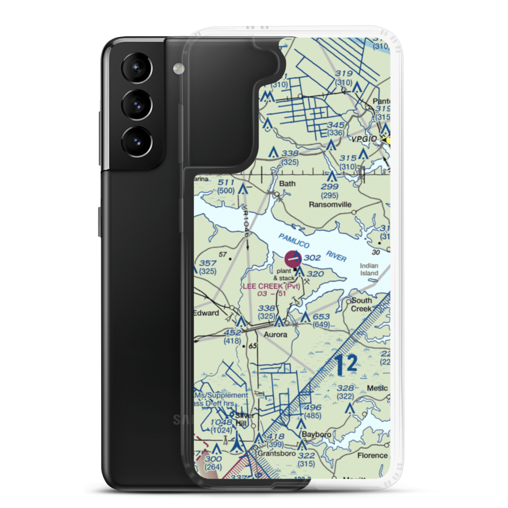 Lee Creek Airport (NC12) VFR Sectional Samsung Case Samsung Galaxy S21 Plus model shown
