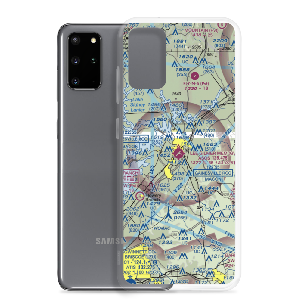 Lee Gilmer Memorial Airport (GVL) VFR Sectional Samsung Case Samsung Galaxy S20 Plus model shown