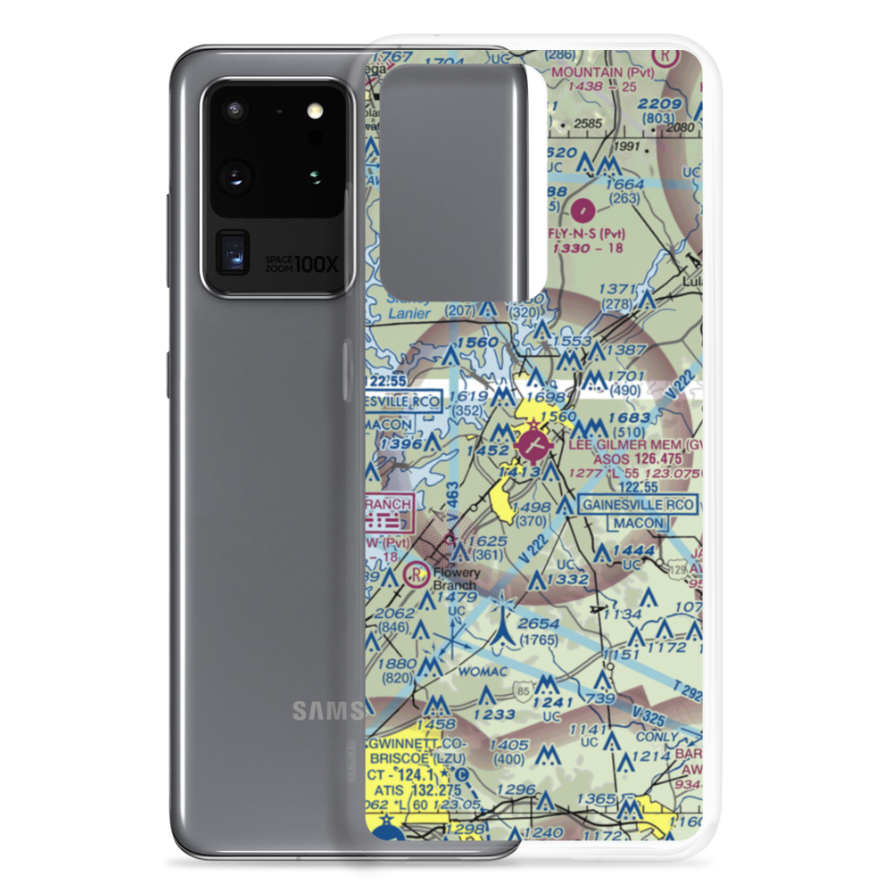 Lee Gilmer Memorial Airport (GVL) VFR Sectional Samsung Case Samsung Galaxy S20 Ultra model shown