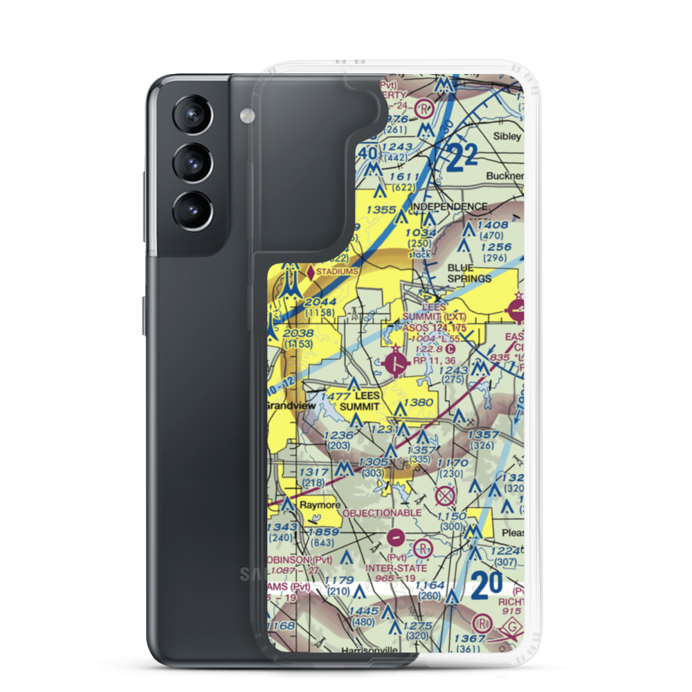 Lee's Summit Municipal Airport (LXT) VFR Sectional Samsung Case Samsung Galaxy S21 model shown