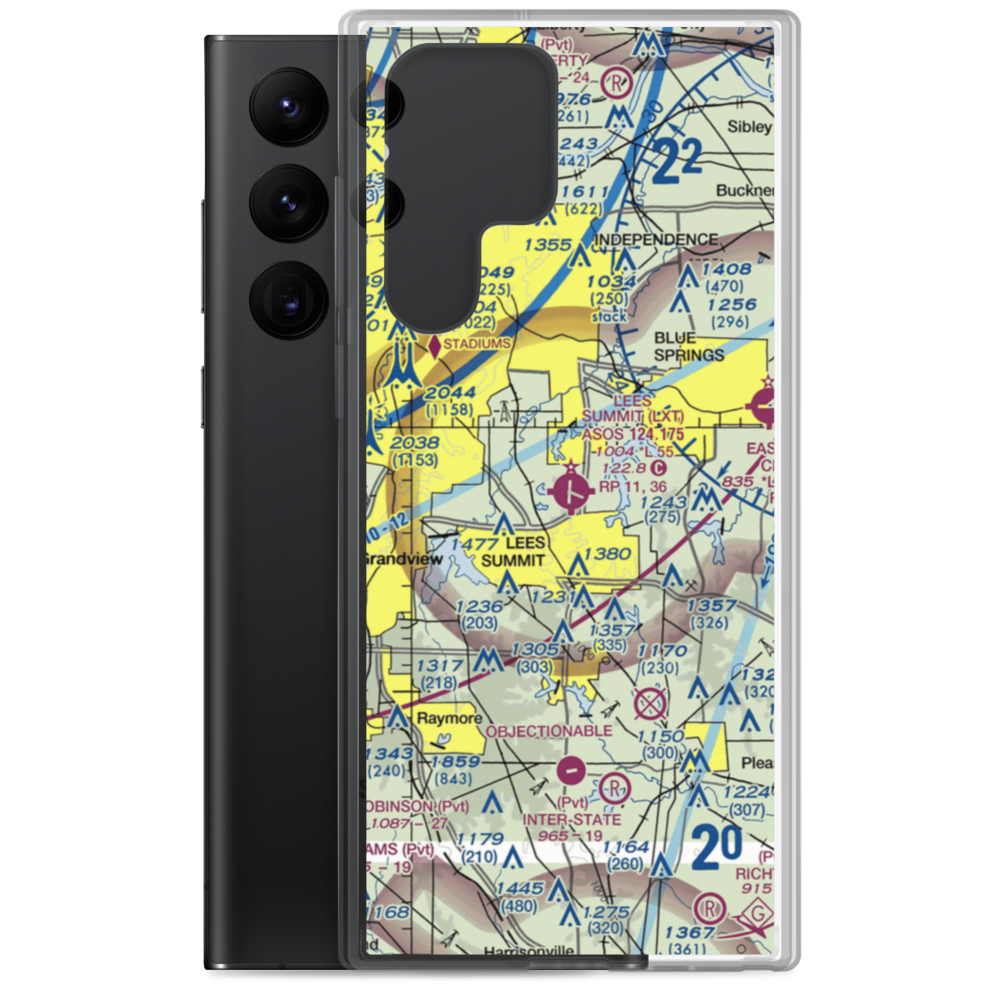 Lee's Summit Municipal Airport (LXT) VFR Sectional Samsung Case Samsung Galaxy S22 Ultra model shown