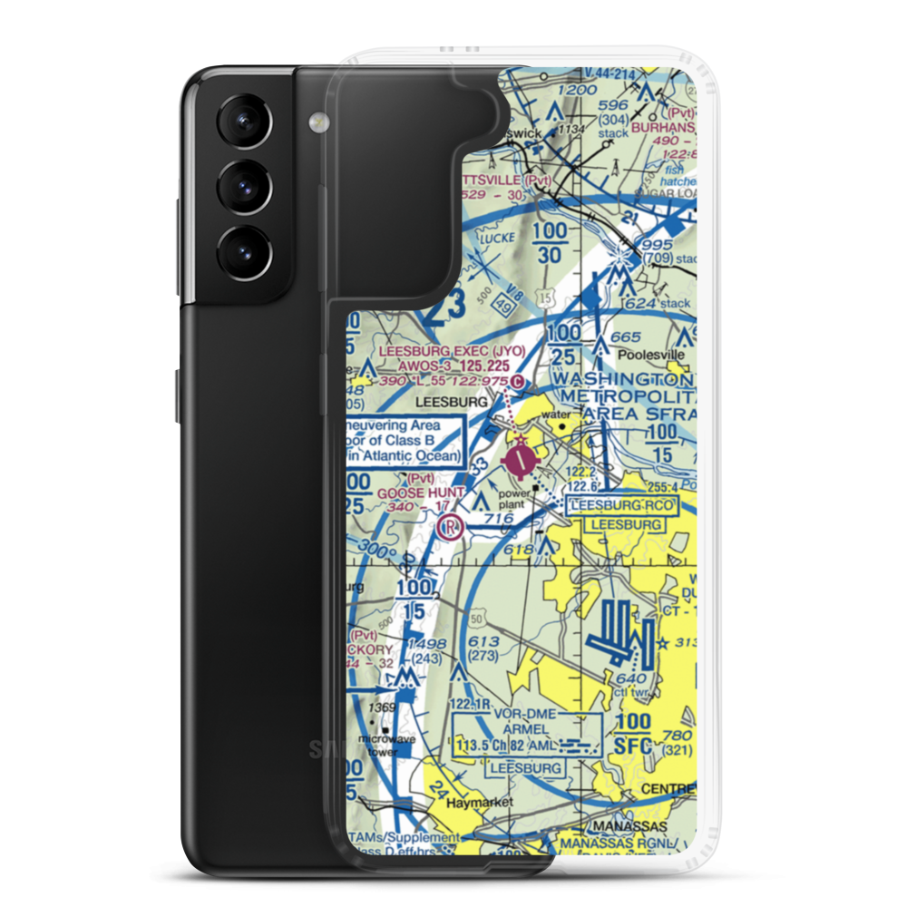 Leesburg Executive Airport (JYO) VFR Sectional Samsung Case Samsung Galaxy S21 Plus model shown