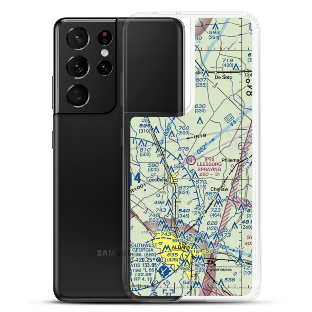 Leesburg Spraying Airport (8GA3) VFR Sectional Samsung Case Samsung Galaxy S21 Ultra model shown