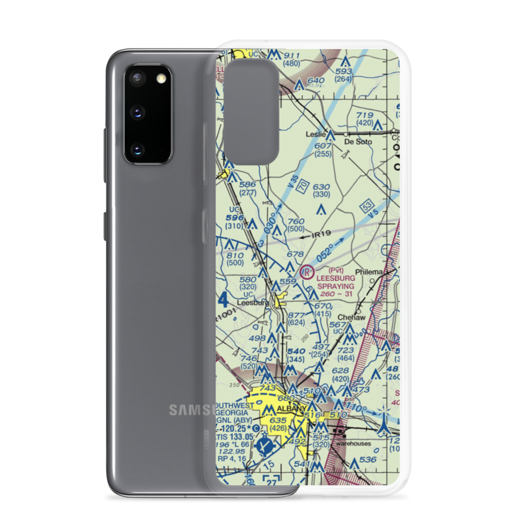 Leesburg Spraying Airport (8GA3) VFR Sectional Samsung Case Samsung Galaxy S20 model shown