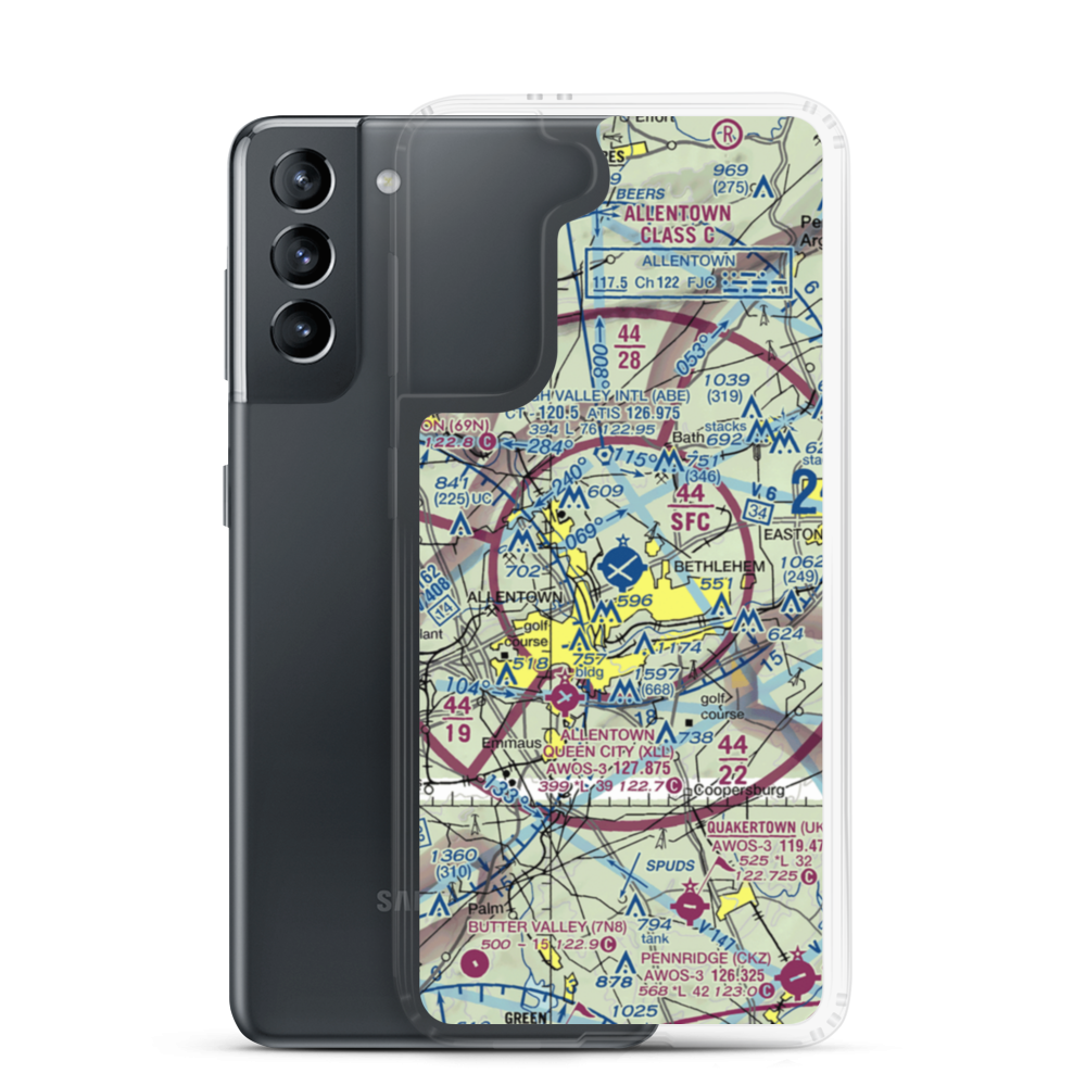 Lehigh Valley International Airport (ABE) VFR Sectional Samsung Case Samsung Galaxy S21 model shown