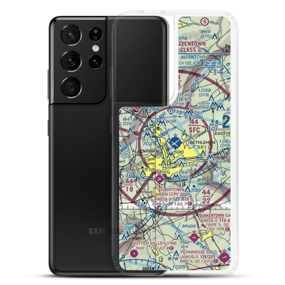 Lehigh Valley International Airport (ABE) VFR Sectional Samsung Case Samsung Galaxy S21 Ultra model shown