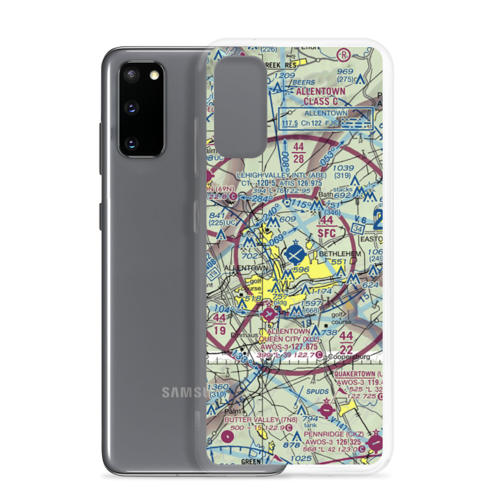 Lehigh Valley International Airport (ABE) VFR Sectional Samsung Case Samsung Galaxy S20 model shown