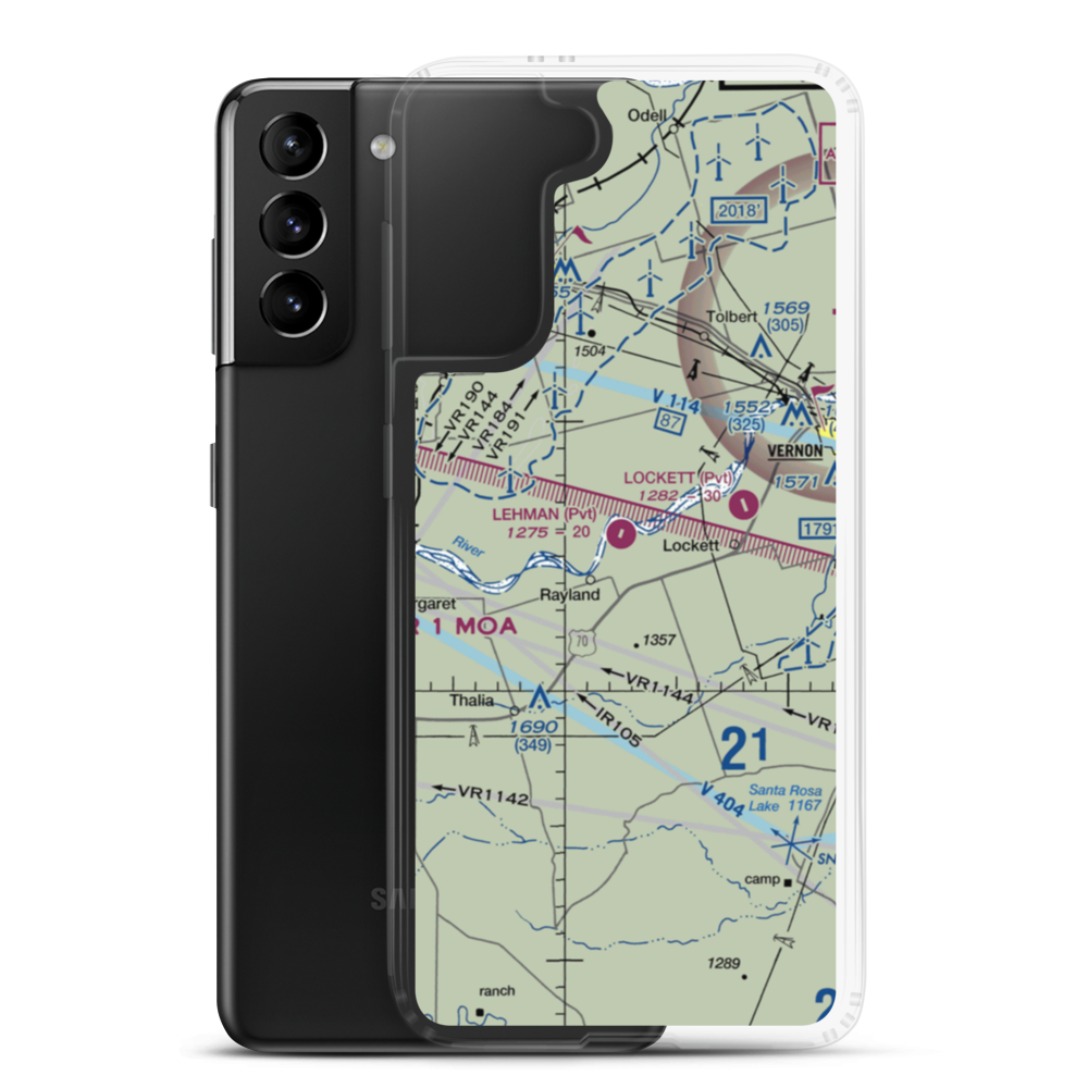 Lehman Airport (28TX) VFR Sectional Samsung Case Samsung Galaxy S21 Plus model shown