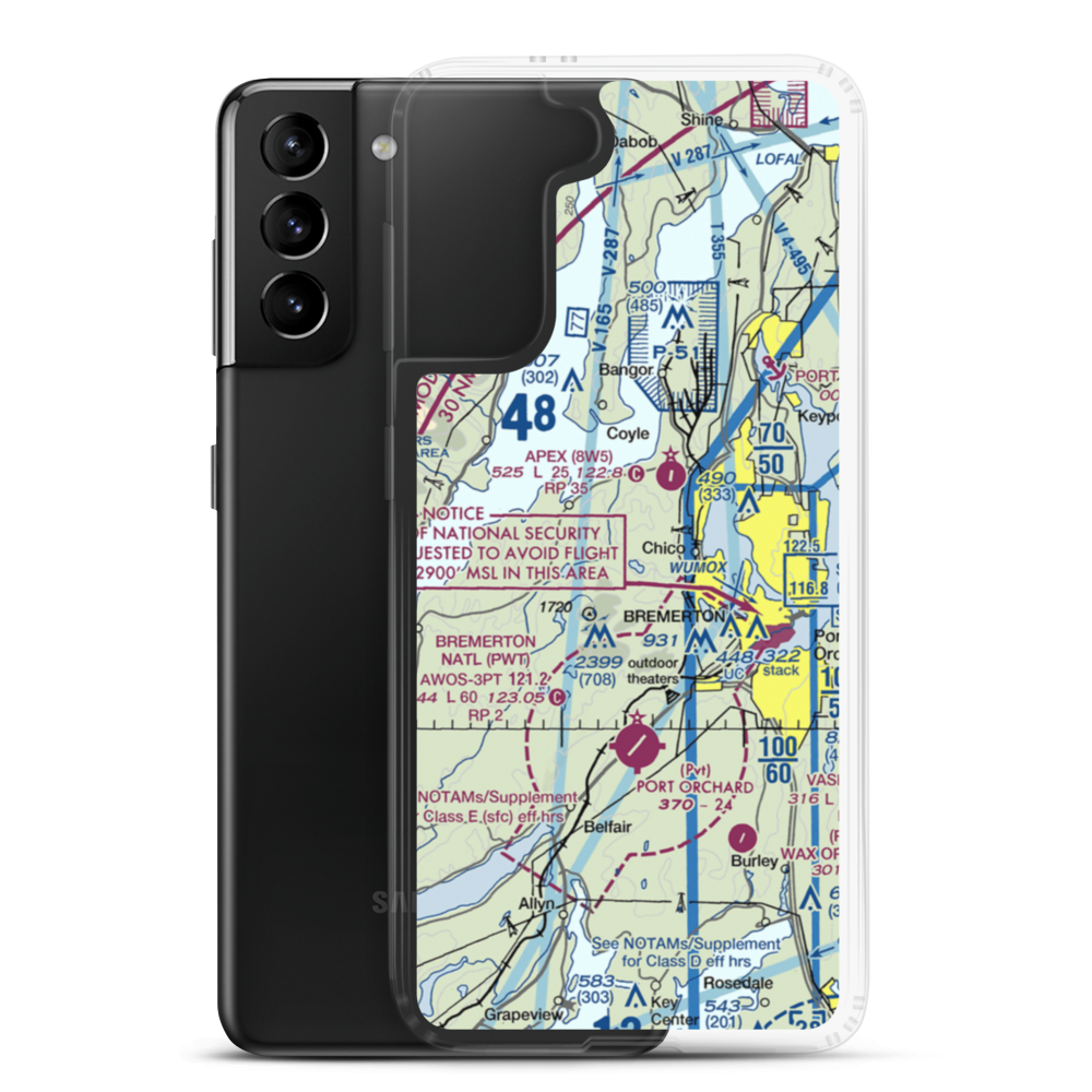 Leisureland Airpark (WA96) VFR Sectional Samsung Case Samsung Galaxy S21 Plus model shown