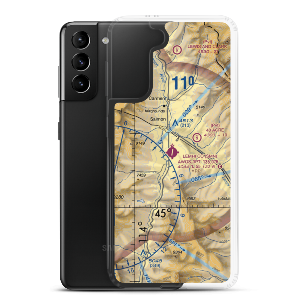 Lemhi County Airport (SMN) VFR Sectional Samsung Case Samsung Galaxy S21 Plus model shown