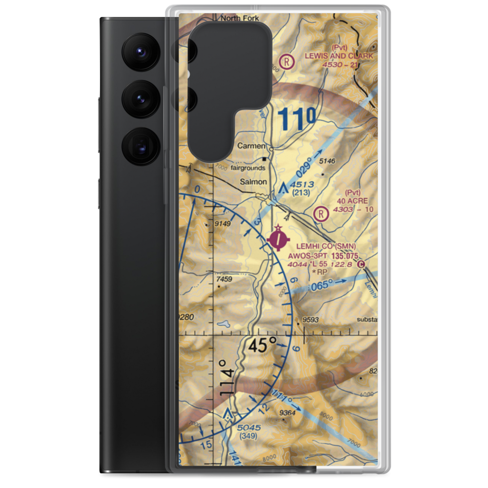 Lemhi County Airport (SMN) VFR Sectional Samsung Case Samsung Galaxy S22 Ultra model shown