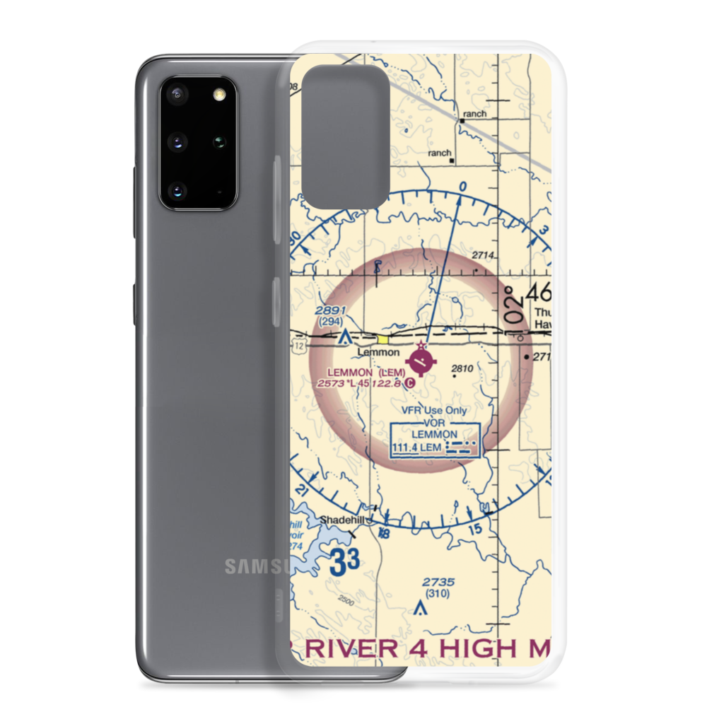 Lemmon Municipal Airport (LEM) VFR Sectional Samsung Case Samsung Galaxy S20 Plus model shown