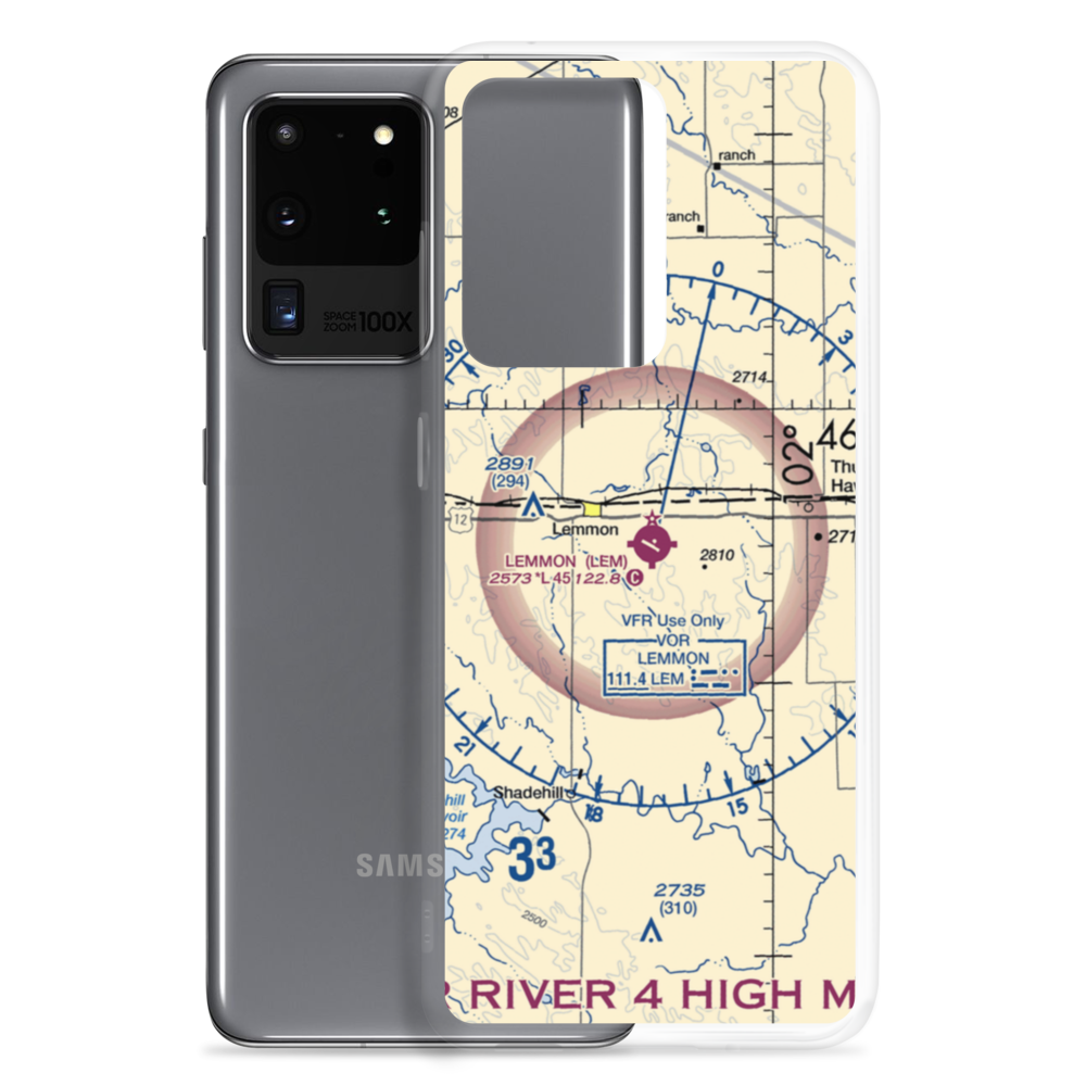 Lemmon Municipal Airport (LEM) VFR Sectional Samsung Case Samsung Galaxy S20 Ultra model shown