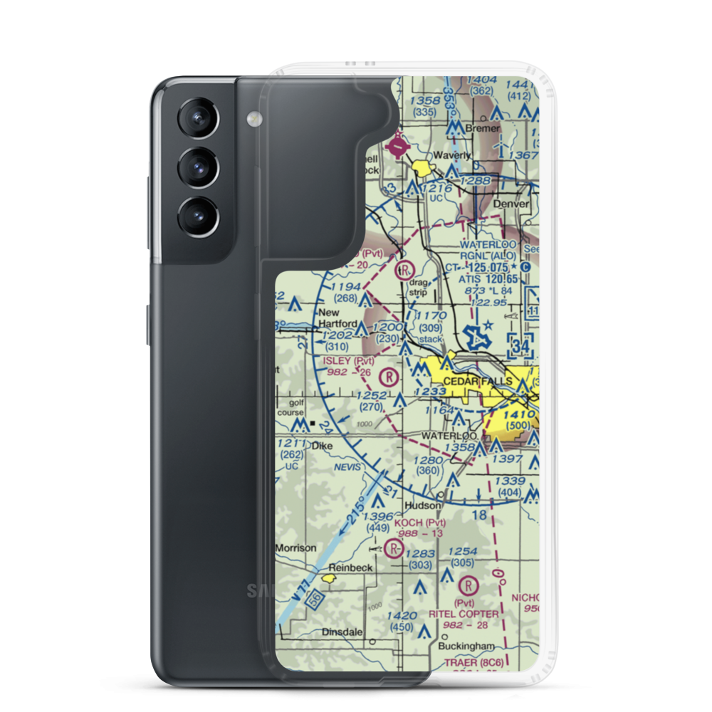 Lemons Airport (IA03) VFR Sectional Samsung Case Samsung Galaxy S21 model shown